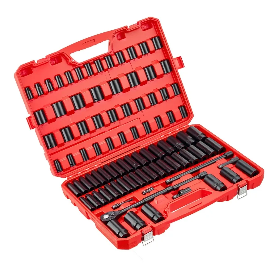Comprehensive 96-Piece Impact Socket Set for Automotive Repairs Furing 6-Point Deep Shallow Sockets in SAE and Metric Sizes Plu
Comprehensive 96-Piece Impact Socket Set for Automotive Repairs Furing 6-Point Deep Shallow Sockets in SAE and Metric Sizes Plu