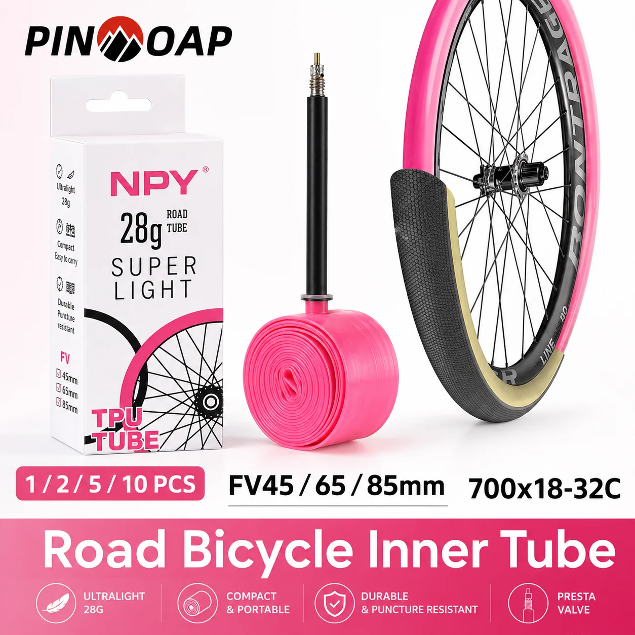 PINMOAP 1/2/5/10PCS TPU Ultra Light Road Bicycle Inner Tube 700x18-32c Durable Replacement Spare for Cycling Accessories Parts
PINMOAP 1/2/5/10PCS TPU Ultra Light Road Bicycle Inner Tube 700x18-32c Durable Replacement Spare for Cycling Accessories Parts