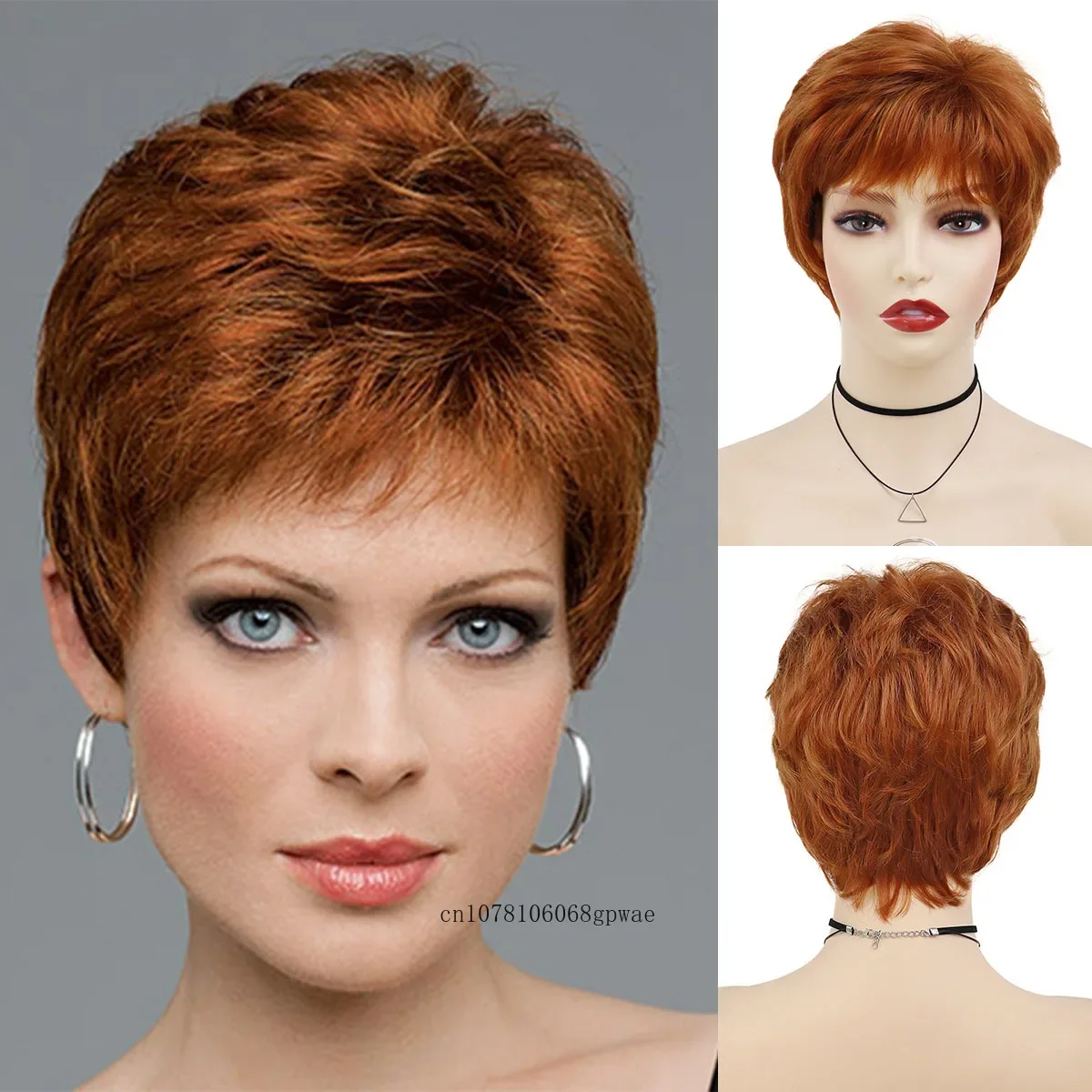 Natural Pixie Cut Wig with Bangs Women's Short Wig Orange Brown Hair Soft Daily Cosplay Halloween Ladies Use Stylish Mommy Wigs
Natural Pixie Cut Wig with Bangs Women's Short Wig Orange Brown Hair Soft Daily Cosplay Halloween Ladies Use Stylish Mommy Wigs