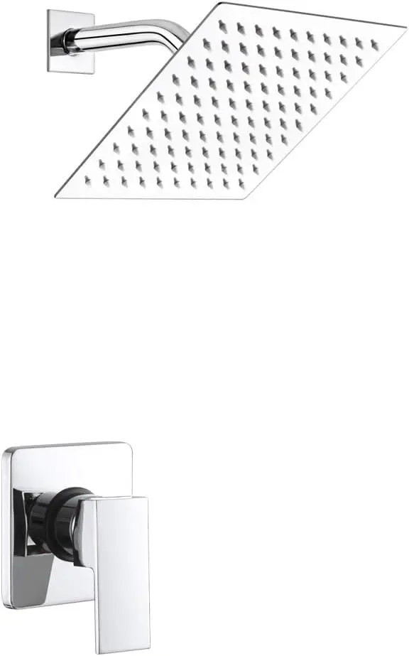 8" Rain Shower System with Rough-In Valve, Square Stainless Steel Head, Polished Chrome, 1.8 GPM
8" Rain Shower System with Rough-In Valve, Square Stainless Steel Head, Polished Chrome, 1.8 GPM