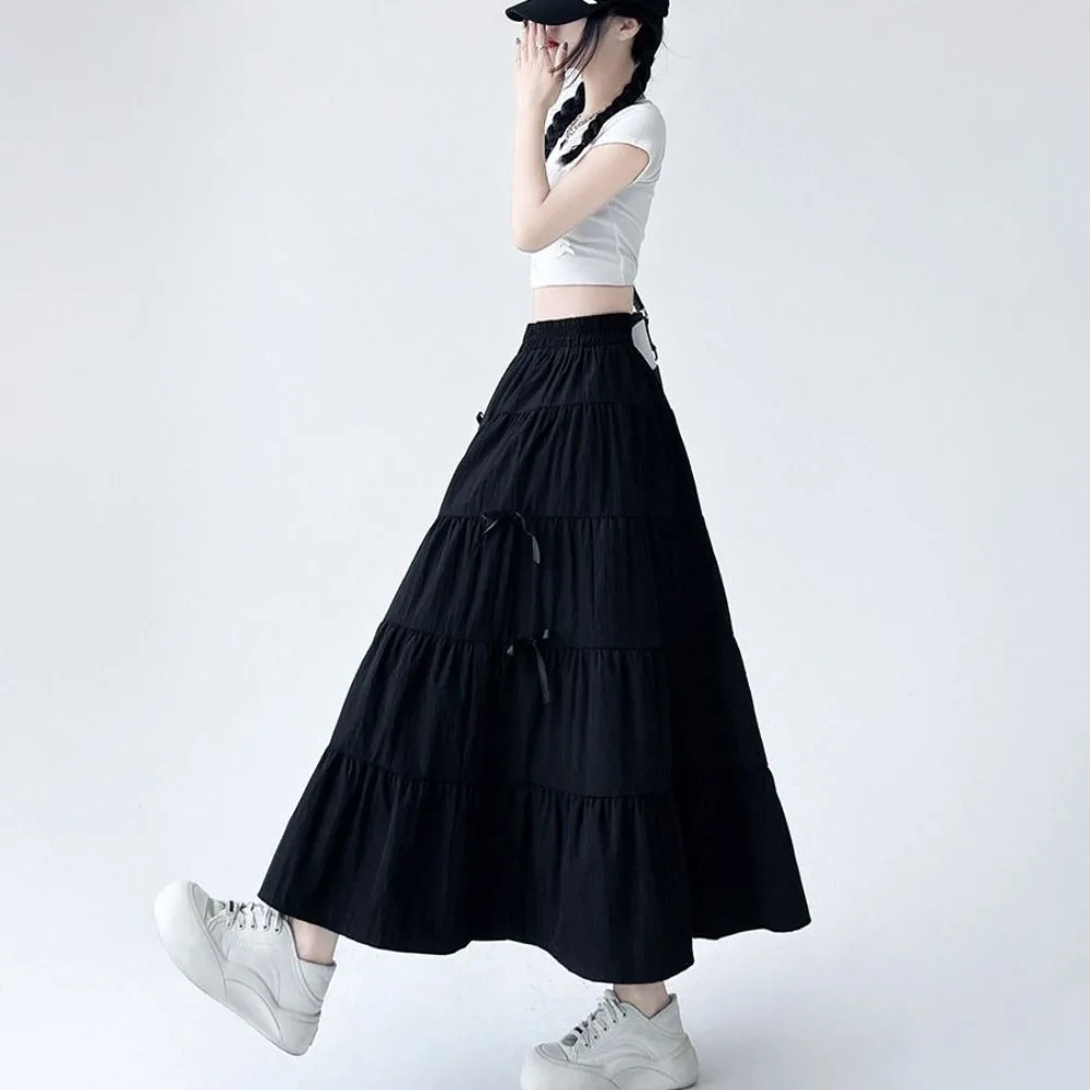 Fashion Bowknot Tiered Midi Skirt Hight Waist Solid Color Long Cake A-line Skirts Chic Korea Style Seven Point Long Dress Girl
Fashion Bowknot Tiered Midi Skirt Hight Waist Solid Color Long Cake A-line Skirts Chic Korea Style Seven Point Long Dress Girl