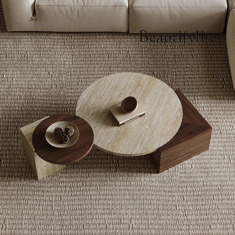 Solid wood coffee table combination modern light luxury minimalist living room home marble designer fashion
Solid wood coffee table combination modern light luxury minimalist living room home marble designer fashion