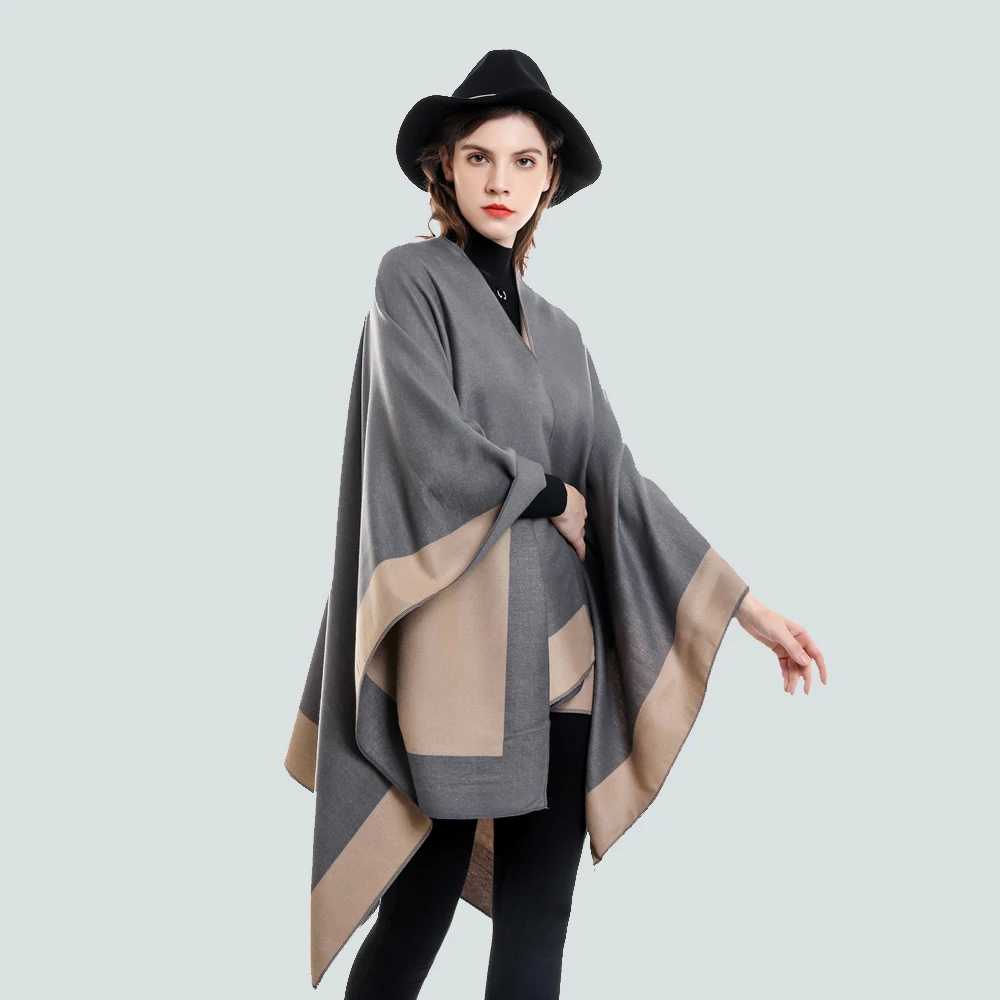 Fashion Color Contrast Stripes Split Shawl Big European Style Imitation Cashmere Cape Women Autumn Winter Travel Leisure Cappa
Fashion Color Contrast Stripes Split Shawl Big European Style Imitation Cashmere Cape Women Autumn Winter Travel Leisure Cappa
