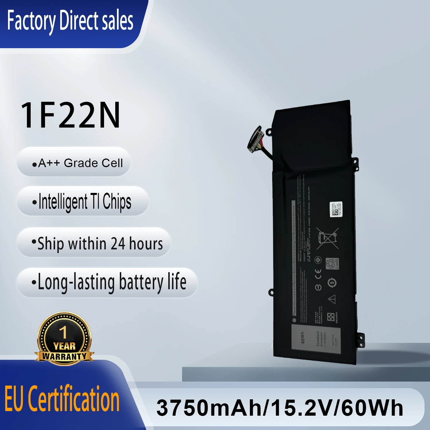 1F22N Laptop Battery For Dell Alienware M15 R1 M17 R1 G5 15 5590 5590-D2783W D2865B G7 15 7590 D2785B JJPFK 06YV0V 08622M 01F22N
1F22N Laptop Battery For Dell Alienware M15 R1 M17 R1 G5 15 5590 5590-D2783W D2865B G7 15 7590 D2785B JJPFK 06YV0V 08622M 01F22N