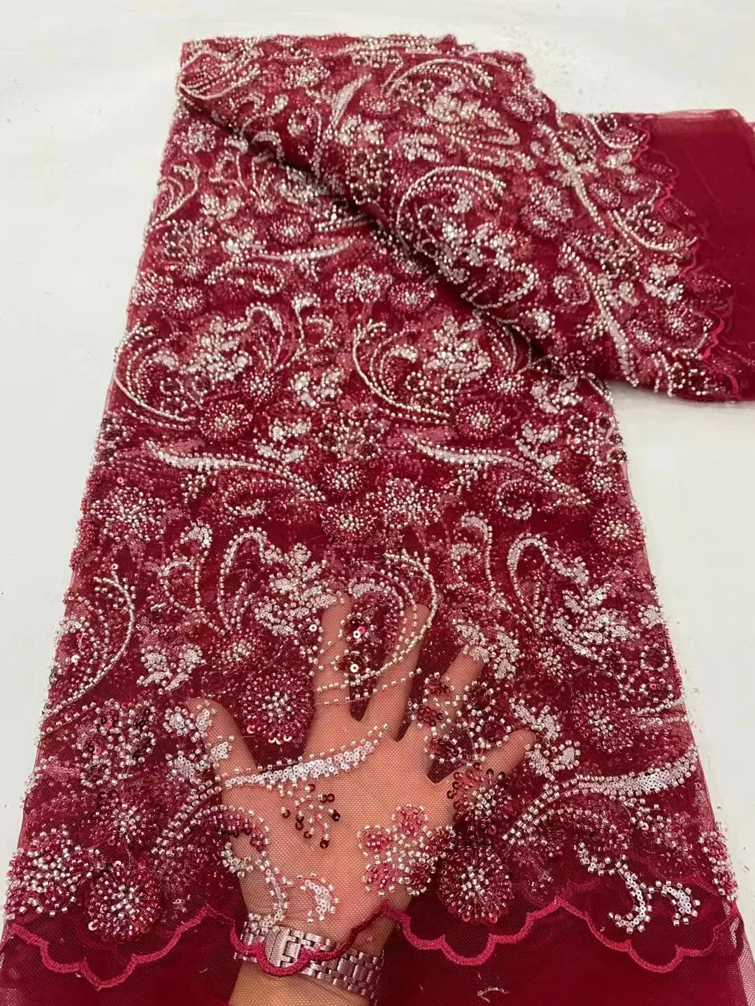 WINE Luxurious High -End French Beaded Lace Fabric 2023 Latest African Sequins Lace Fabric For Wedding Dress Sewing
WINE Luxurious High -End French Beaded Lace Fabric 2023 Latest African Sequins Lace Fabric For Wedding Dress Sewing