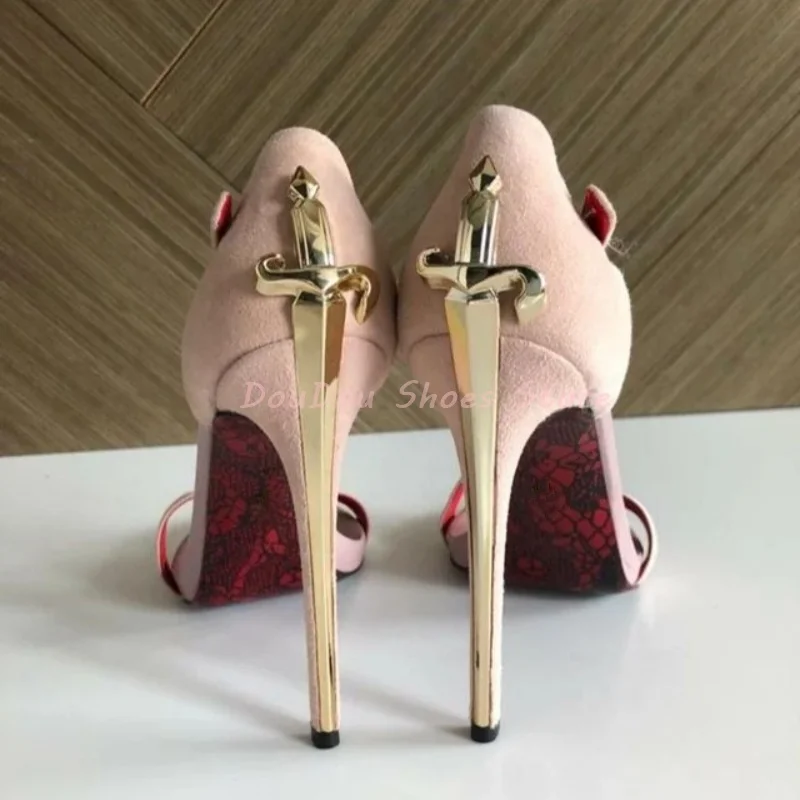 Pink Suede Sword Shaped Metal Heel Open Toe Sandals Women Leather Solid One Strap Thin High Heels Sexy Fashion Party Prom Shoes
Pink Suede Sword Shaped Metal Heel Open Toe Sandals Women Leather Solid One Strap Thin High Heels Sexy Fashion Party Prom Shoes