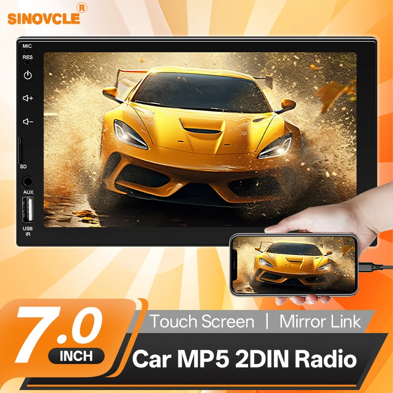 SINOVCLE 7-дюймовый автомобильный стерео радио 2din мультимедийный автомобильный MP5 автомобильный плеер Mirror Link HD сенсорный экран FM AUX Bluetooth Auto
SINOVCLE 7-дюймовый автомобильный стерео радио 2din мультимедийный автомобильный MP5 автомобильный плеер Mirror Link HD сенсорный экран FM AUX Bluetooth Auto