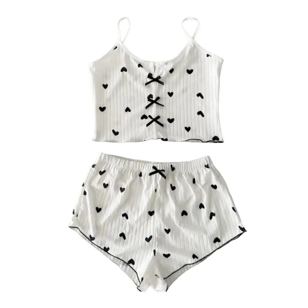 Fashionable Sleep Set Heart Print Cami Pajamas Set for Women Crop Top Shorts Sleepwear Suit Sexy V-neck Summer Lounge Set
Fashionable Sleep Set Heart Print Cami Pajamas Set for Women Crop Top Shorts Sleepwear Suit Sexy V-neck Summer Lounge Set