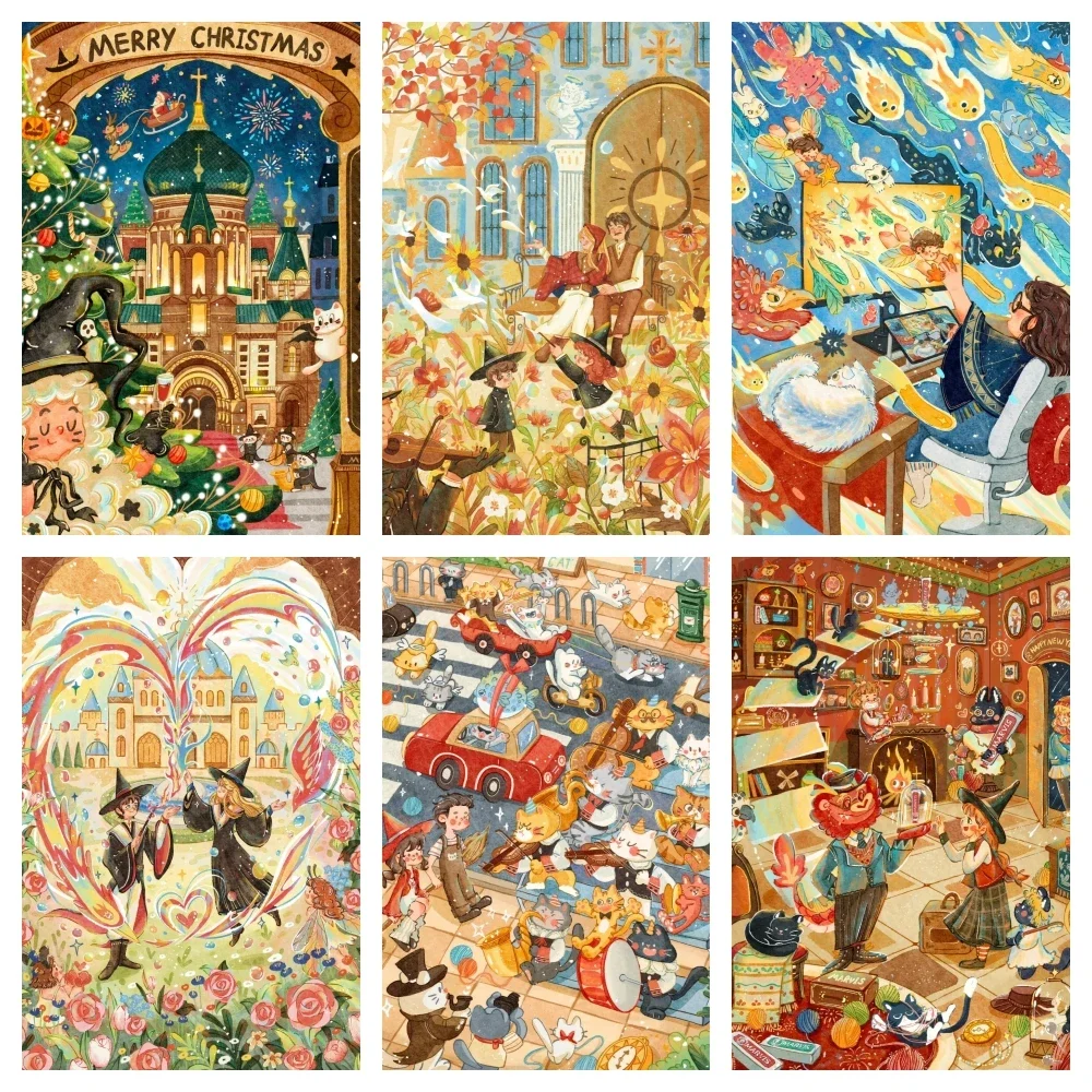 Рождественская иллюстрация, набор алмазной живописи, красочный мультфильм, милая мозаика ручной работы со стразами, вышивка, домашний праздничный декор, подарки 
Рождественская иллюстрация, набор алмазной живописи, красочный мультфильм, милая мозаика ручной работы со стразами, вышивка, домашний праздничный декор, подарки
