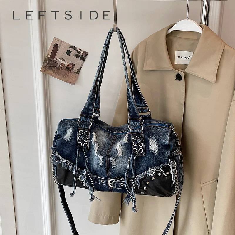 Women's Distressed Ripped Denim Patchwork Shoulder Bag Retro Casual Daily Dating Tote Bags 2026 Female Chain Design Handbags
Women's Distressed Ripped Denim Patchwork Shoulder Bag Retro Casual Daily Dating Tote Bags 2026 Female Chain Design Handbags