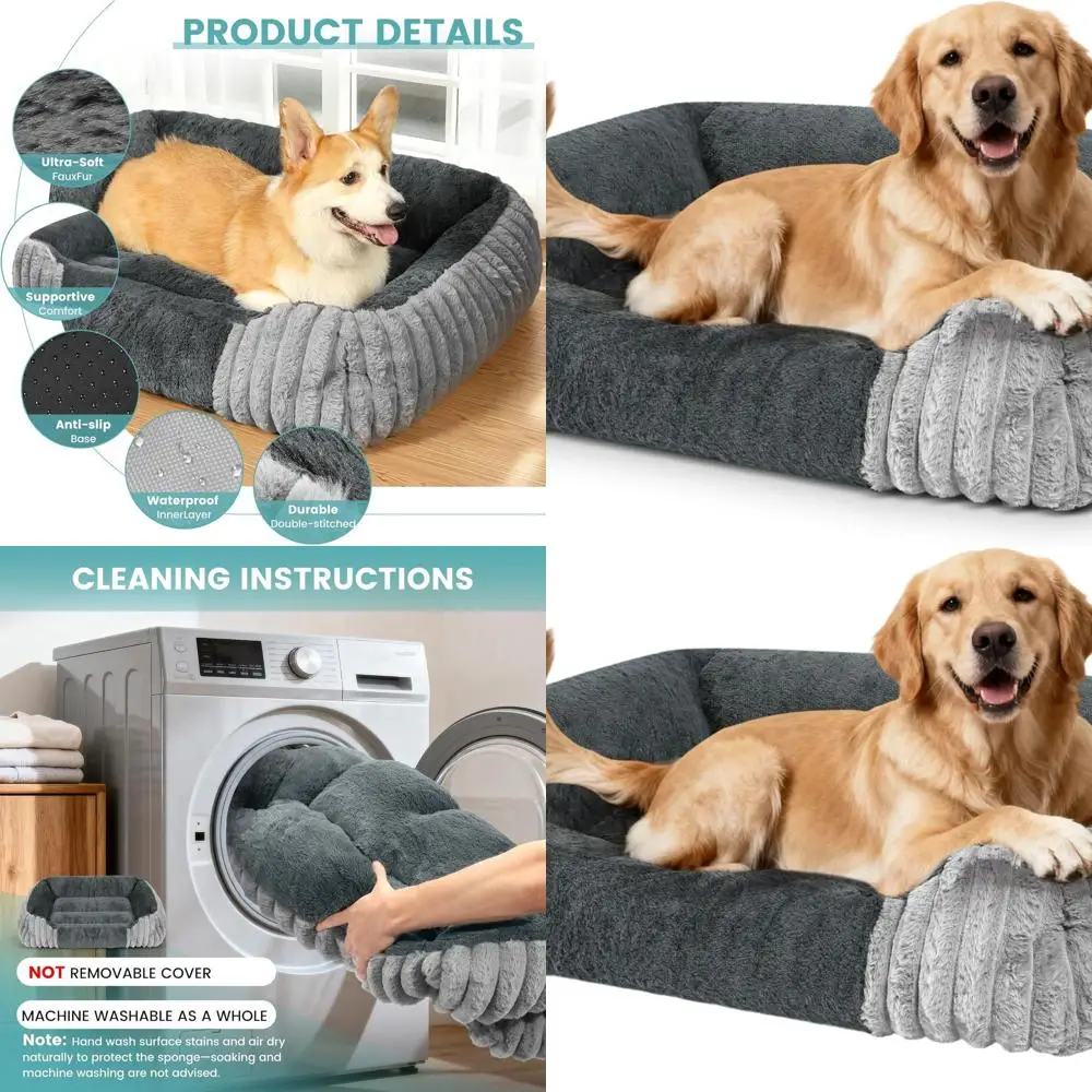 Ортопедическая кровать для собак XL, 39x32, удобная с дышащей пеной и искусственным кроличьим мехом, можно стирать в машине, нескользящая
Ортопедическая кровать для собак XL, 39x32, удобная с дышащей пеной и искусственным кроличьим мехом, можно стирать в машине, нескользящая