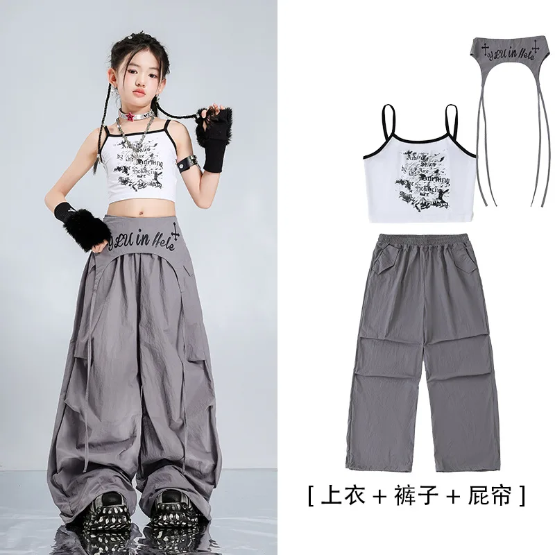 Kid Hip Hop Clothing Sweatshirt Gray Casual Wide Cargo Pants For Girls Jazz Dance Costumes Clothes Performance Outfits DQS23533
Kid Hip Hop Clothing Sweatshirt Gray Casual Wide Cargo Pants For Girls Jazz Dance Costumes Clothes Performance Outfits DQS23533