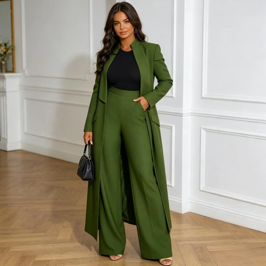 Women Two Piece Suit Sets Turn Down Collar Full Sleeve Blazers Straight Long Pants Slim Fit Ensemble Evening Formal Spring 2026
Women Two Piece Suit Sets Turn Down Collar Full Sleeve Blazers Straight Long Pants Slim Fit Ensemble Evening Formal Spring 2026