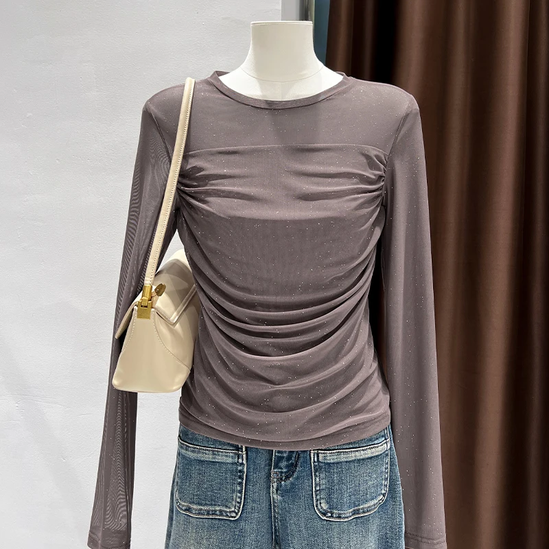 Ice silk mesh bottoming shirt can be worn outside 2025 new sun protection slim design thin long-sleeved T-shirt top for women
Ice silk mesh bottoming shirt can be worn outside 2025 new sun protection slim design thin long-sleeved T-shirt top for women