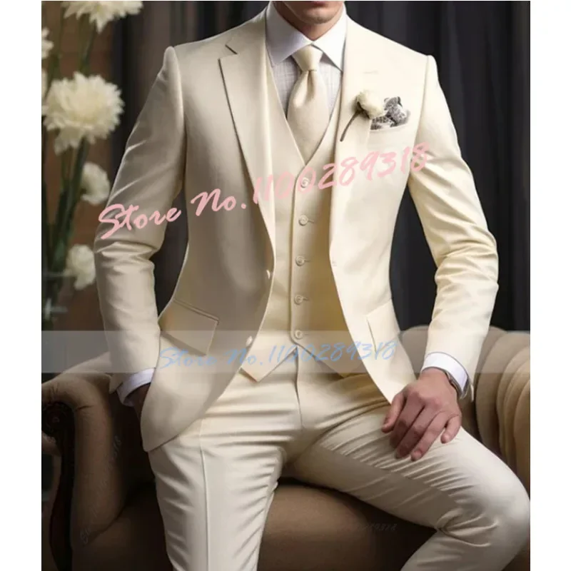 Elegant Wedding Men's Suits Blazer Slim Fit 3 Pcs Jacket Pants Vest Luxury Costume Homme Formal Party Male Clothing
Elegant Wedding Men's Suits Blazer Slim Fit 3 Pcs Jacket Pants Vest Luxury Costume Homme Formal Party Male Clothing