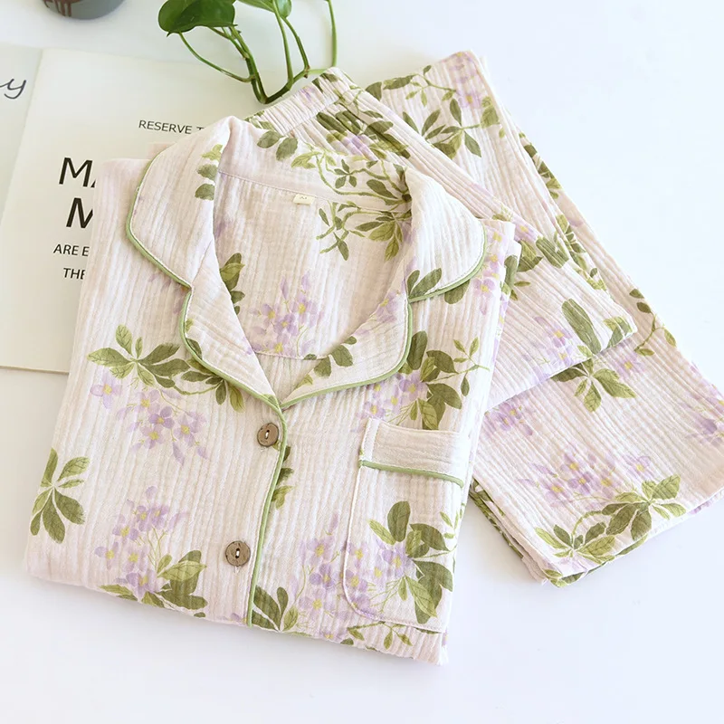 Wholesale & Retail New Cotton Gauze Pajamas Women's Thin Cotton Soft Long-sleeved Loose Loungewear Set
Wholesale & Retail New Cotton Gauze Pajamas Women's Thin Cotton Soft Long-sleeved Loose Loungewear Set