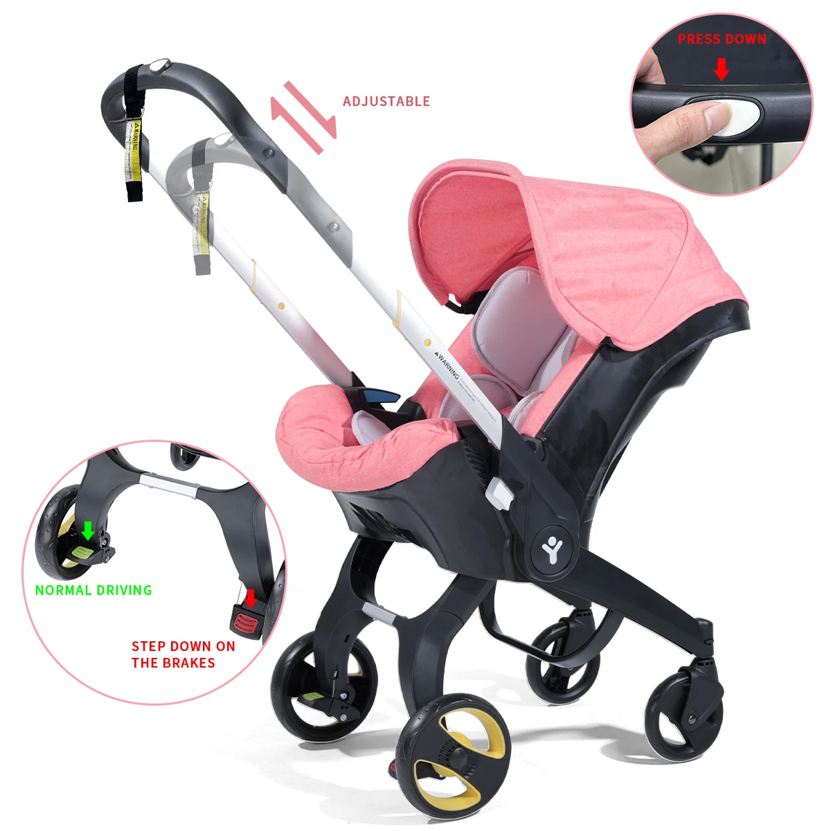 Travel baby stroller, bidirectional push, metal frame, foldable for easy carrying
Travel baby stroller, bidirectional push, metal frame, foldable for easy carrying