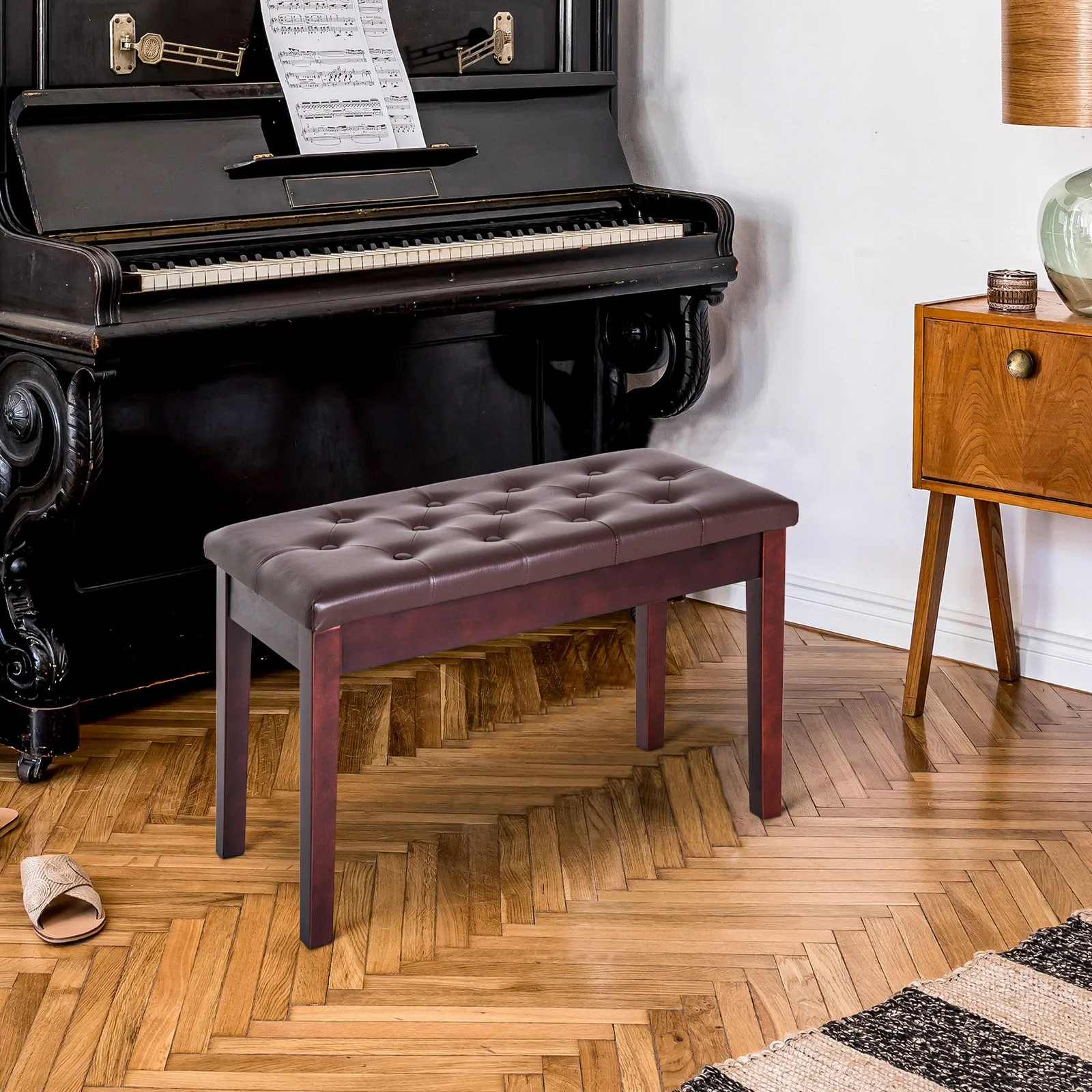 Leather Brown 2 Person Double Seat Piano Bench w/ Storage Compartment
Leather Brown 2 Person Double Seat Piano Bench w/ Storage Compartment