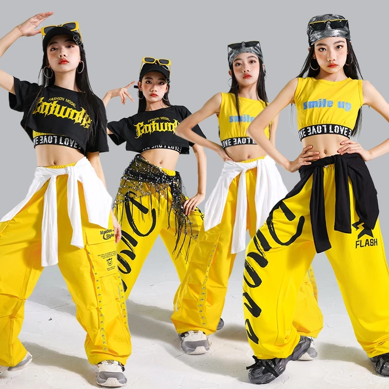 Jazz Dance Costumes Girls Summer Crop Top Yellow Shuffle Pants Kids Kpop Stage Outfit Children Hip Hop Street Dance Outfit 1937
Jazz Dance Costumes Girls Summer Crop Top Yellow Shuffle Pants Kids Kpop Stage Outfit Children Hip Hop Street Dance Outfit 1937