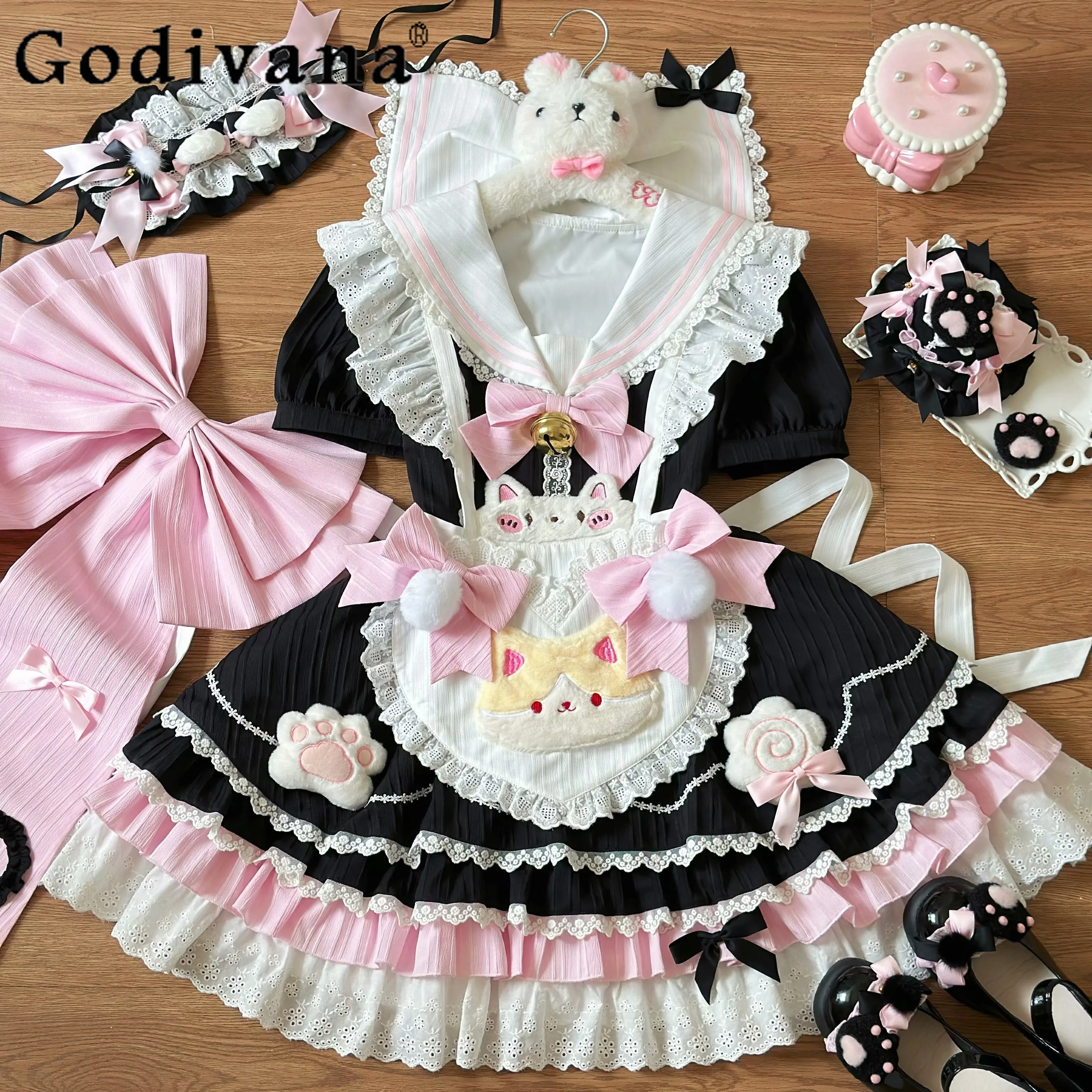 Original Lolita Sweet Pink Black Dress Spring and Summer New Cute Girls Kawaii Cat Ears Maid Dress Cosplay Party Dress Women
Original Lolita Sweet Pink Black Dress Spring and Summer New Cute Girls Kawaii Cat Ears Maid Dress Cosplay Party Dress Women
