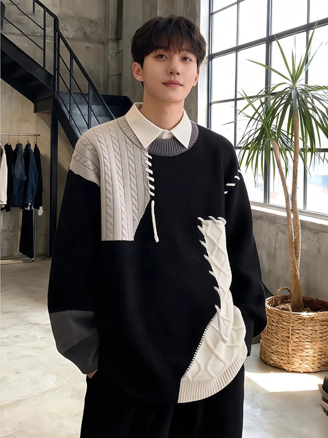 Men's round Neck Knitted Sweater Winter Thickened Fleece Soft Warm Casual Style Color Block Design Comfortable Wear Long Sleeve
Men's round Neck Knitted Sweater Winter Thickened Fleece Soft Warm Casual Style Color Block Design Comfortable Wear Long Sleeve