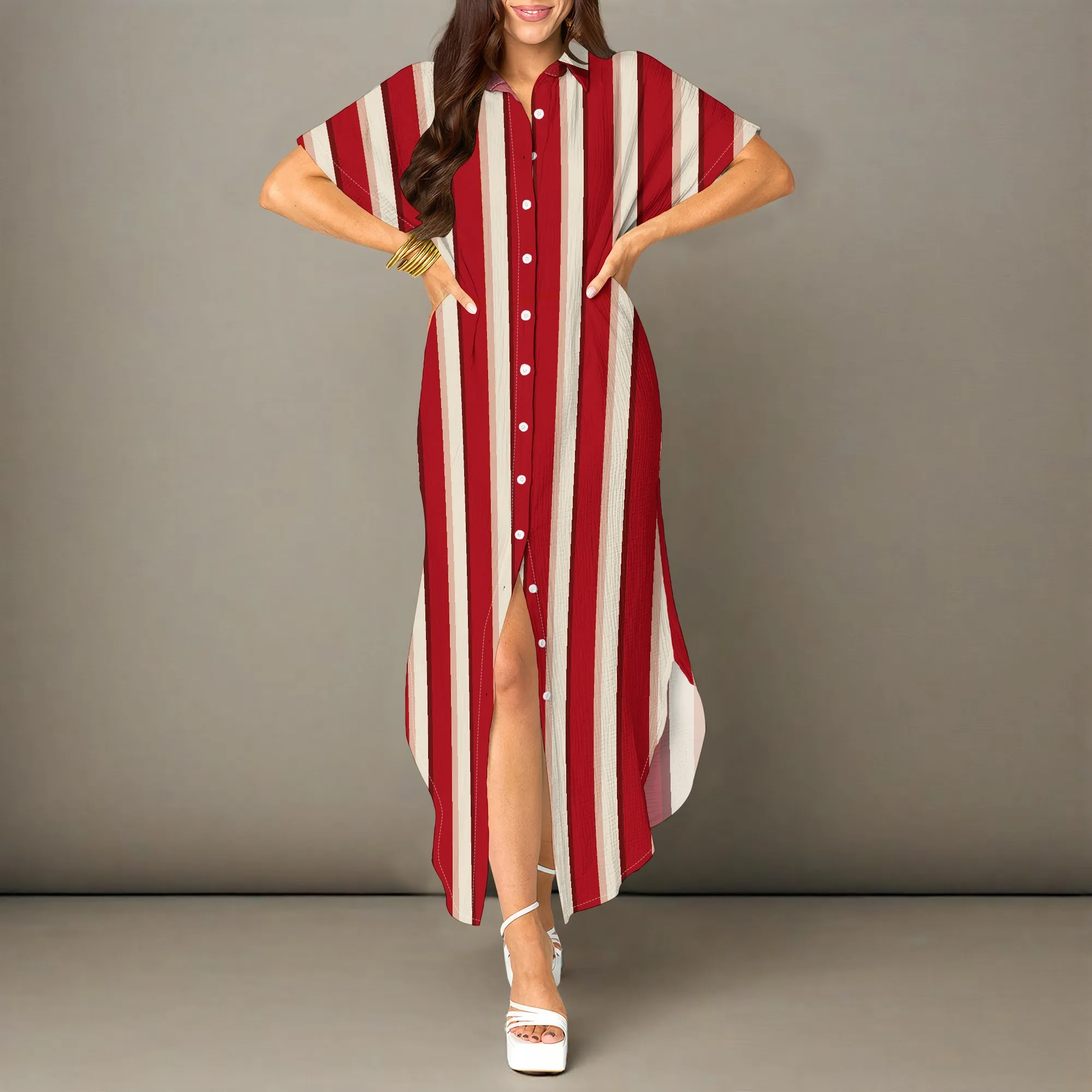 Women's Stripe Print Button Down Maxi Dress Loose Beach Cover Up Vacation Shirt Dress XS-3XL
Women's Stripe Print Button Down Maxi Dress Loose Beach Cover Up Vacation Shirt Dress XS-3XL