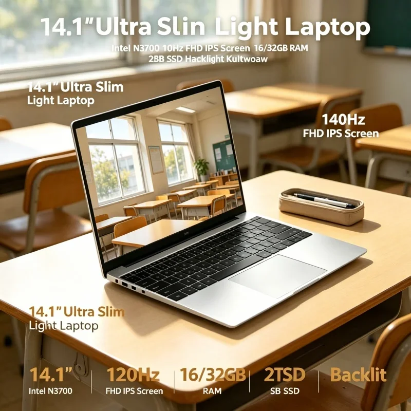 2026 Hot Sale 14.1 Inch Laptop Intel N3700 120Hz FHD IPS 16/32GB RAM 2TB SSD Backlit Keyboard
2026 Hot Sale 14.1 Inch Laptop Intel N3700 120Hz FHD IPS 16/32GB RAM 2TB SSD Backlit Keyboard