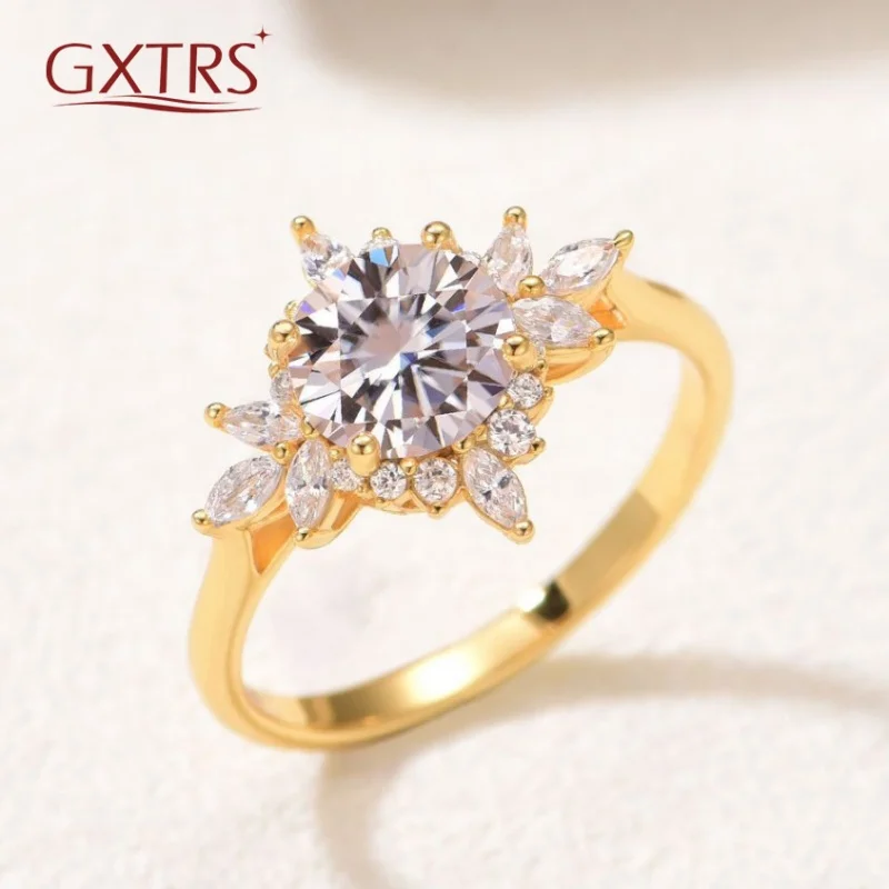 GXTRS Real Moissanite Sunflower Rings For Women S925 Silver Lab Diamond Eternity Wedding Band 18K Plated Fine Jewelry Certified
GXTRS Real Moissanite Sunflower Rings For Women S925 Silver Lab Diamond Eternity Wedding Band 18K Plated Fine Jewelry Certified