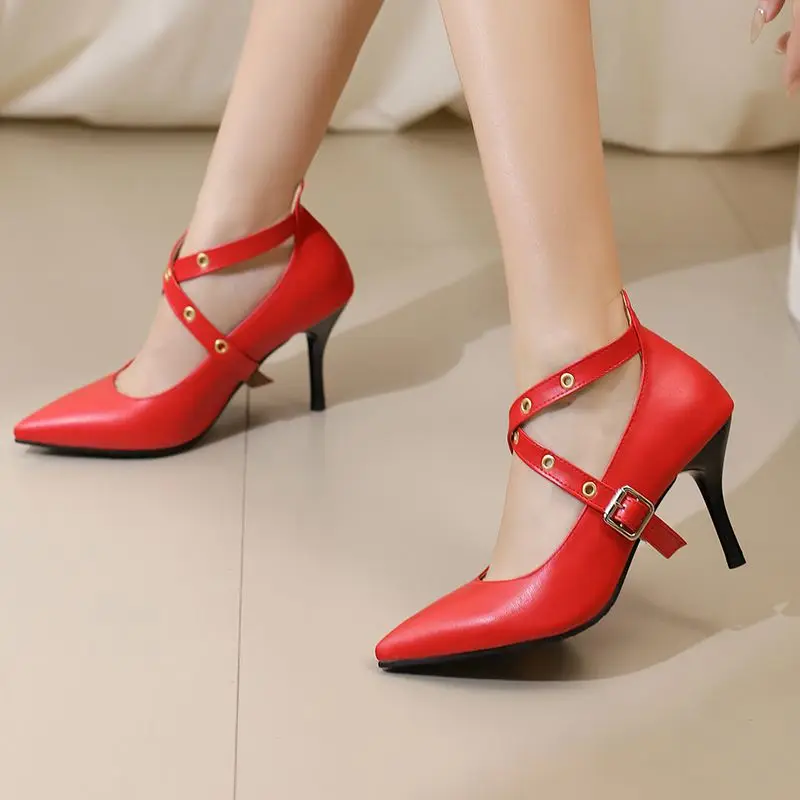 SIMLOVEYO Big Size 45 46 47 48 Party Wedding Shoes Fashion Women Pumps Pointed Toe Stiletto 8.5cm Buckle Strap Metal Decoration
SIMLOVEYO Big Size 45 46 47 48 Party Wedding Shoes Fashion Women Pumps Pointed Toe Stiletto 8.5cm Buckle Strap Metal Decoration