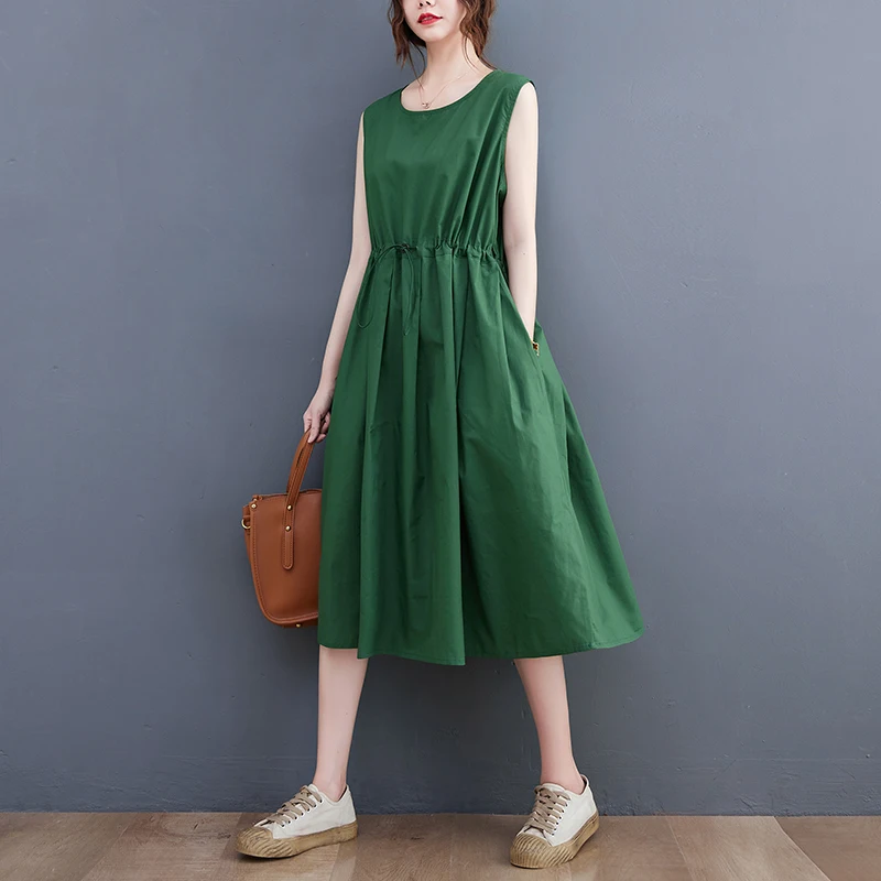 Summer New plus Size Cotton Blend Sleeveless High Waist Midi Dress with Pockets Loose Fit Women's Fashion Dress Citywalk
Summer New plus Size Cotton Blend Sleeveless High Waist Midi Dress with Pockets Loose Fit Women's Fashion Dress Citywalk