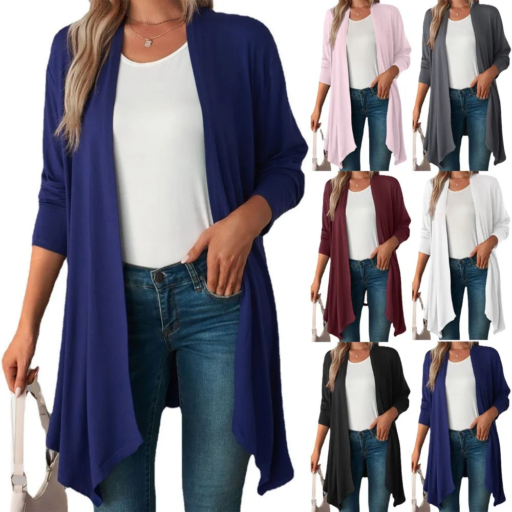 Casual Cardigan Long-sleeve T-shirt Knit Cardigan Scarf Collar Navy Blue Open Front Cardigan Asymmetrical Hem Burgundy Long
Casual Cardigan Long-sleeve T-shirt Knit Cardigan Scarf Collar Navy Blue Open Front Cardigan Asymmetrical Hem Burgundy Long