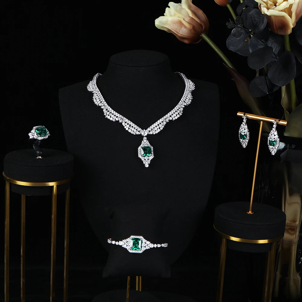 Luxury women's square cubic zirconia bridal wedding banquet party jewelry necklace bracelet earring ring set S618
Luxury women's square cubic zirconia bridal wedding banquet party jewelry necklace bracelet earring ring set S618