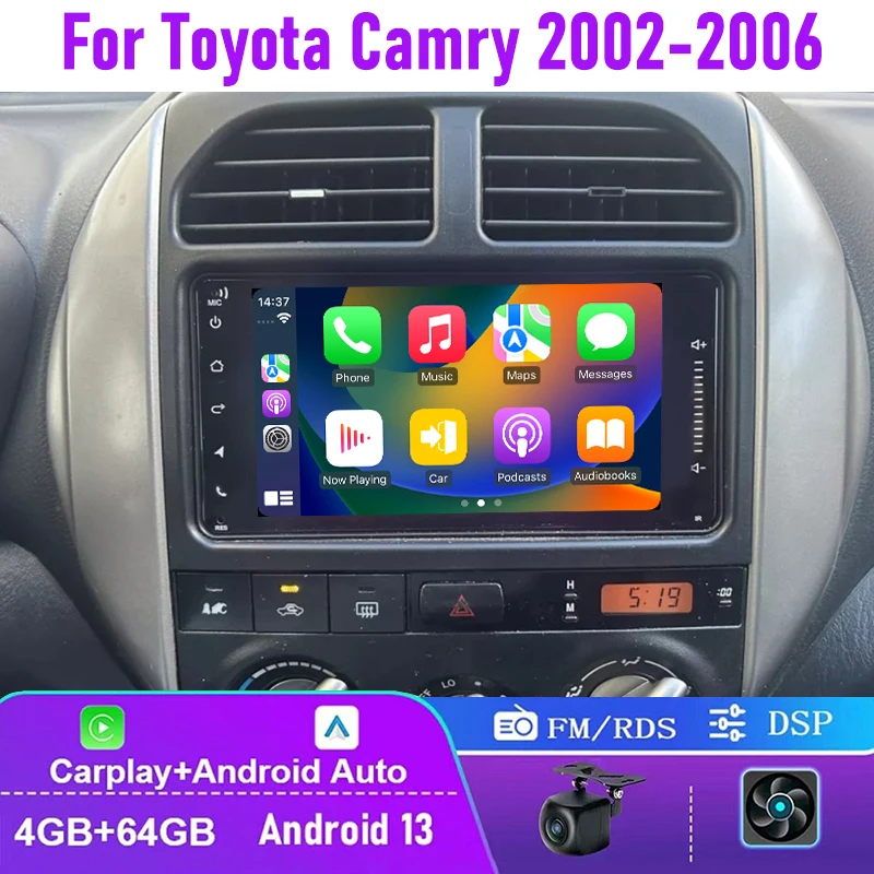 4+64GB For Toyota Camry 2002-2006 Apple CarPlay Android Auto Car Stereo Radio Head Unit FM BT Reversing Image
4+64GB For Toyota Camry 2002-2006 Apple CarPlay Android Auto Car Stereo Radio Head Unit FM BT Reversing Image