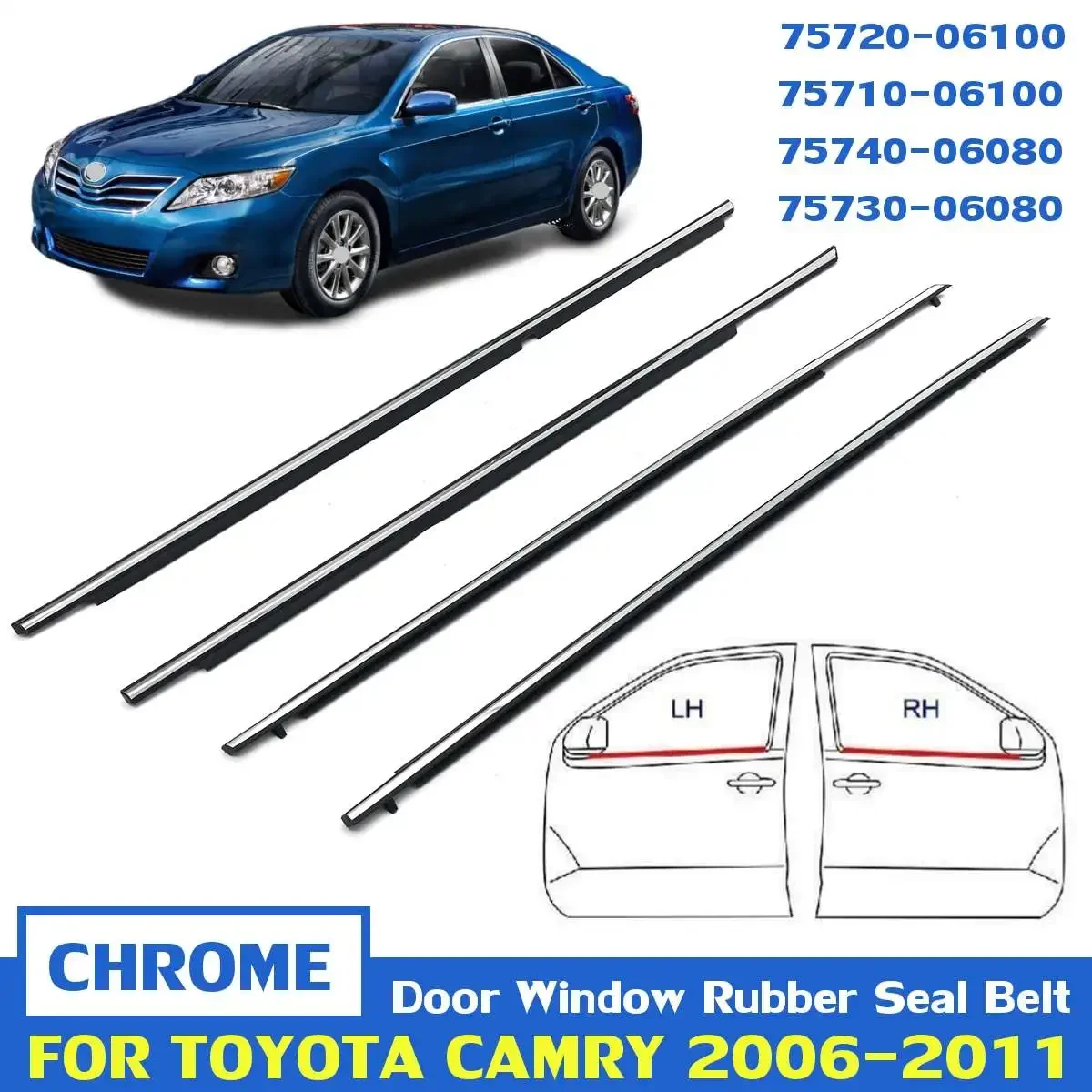 4pcs Weatherstrip Car Outer Window Seal Rubber Strip Moulding Trim Seal Belt For TOYOTA CAMRY 2016-2014
4pcs Weatherstrip Car Outer Window Seal Rubber Strip Moulding Trim Seal Belt For TOYOTA CAMRY 2016-2014