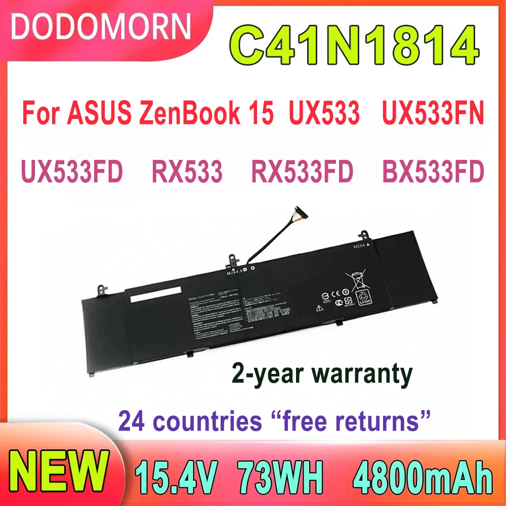 DODOMORN C41N1814 Battery For ASUS ZenBook 15 UX533 UX533FN UX533FD RX533 RX533FD BX533FD Laptop 0B200-03120100 2-year warranty
DODOMORN C41N1814 Battery For ASUS ZenBook 15 UX533 UX533FN UX533FD RX533 RX533FD BX533FD Laptop 0B200-03120100 2-year warranty