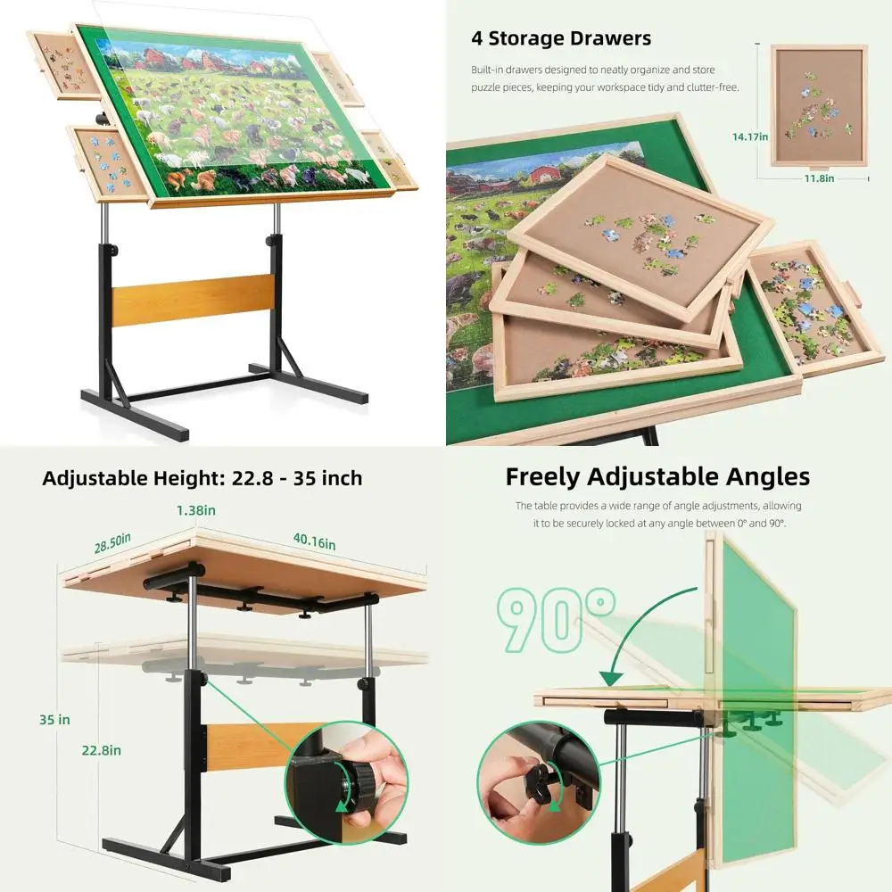 Adults' Wooden Puzzle Board with 2000-Piece Capacity, 4-Drawer Storage, Enhanced Stability & Lightweight Design
Adults' Wooden Puzzle Board with 2000-Piece Capacity, 4-Drawer Storage, Enhanced Stability & Lightweight Design