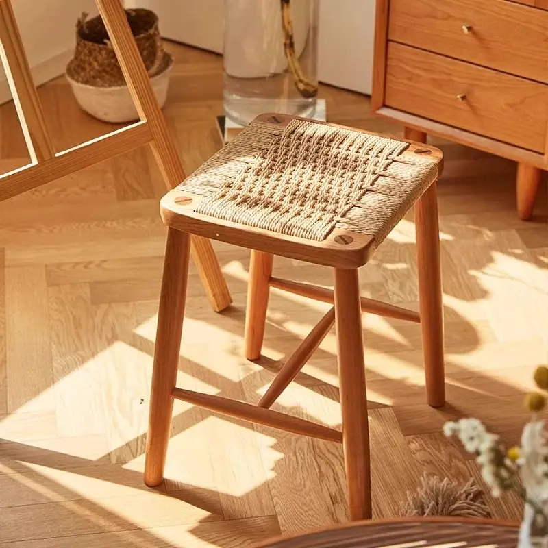 Solid wood rattan square stool, cherry wood color bar , dressing stool, shoe changing high dining chair, modern simp
Solid wood rattan square stool, cherry wood color bar , dressing stool, shoe changing high dining chair, modern simp