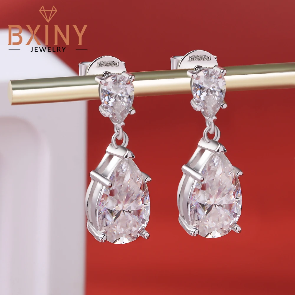 BXINY 7Carat Luxury Moissanite Drop Earrings S925 Silver Pear Cut Water Drop Diamonds for Women Engagement Gift Jewelry with GRA
BXINY 7Carat Luxury Moissanite Drop Earrings S925 Silver Pear Cut Water Drop Diamonds for Women Engagement Gift Jewelry with GRA