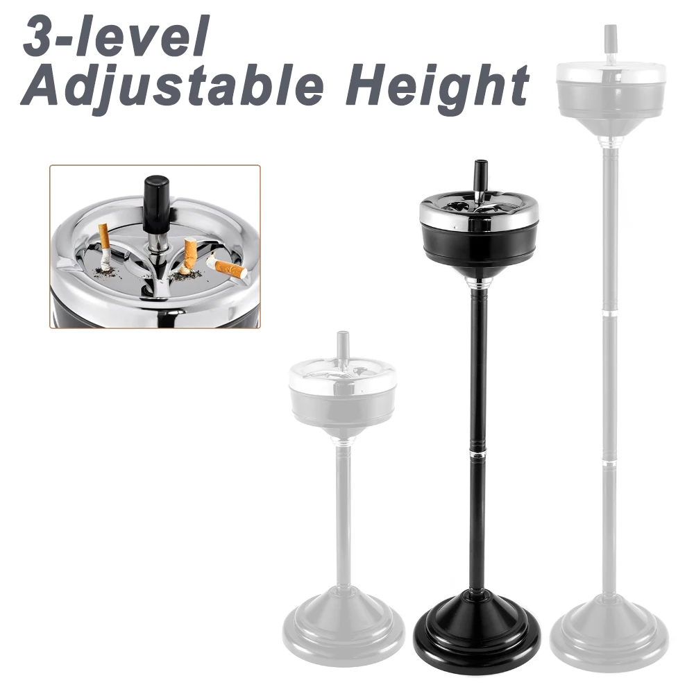 Stylish Floor Standing Ashtray Black Stainless Steel Smoking Ash Tray Vertical Rotating 3-level Adjustable Height Detachable
Stylish Floor Standing Ashtray Black Stainless Steel Smoking Ash Tray Vertical Rotating 3-level Adjustable Height Detachable