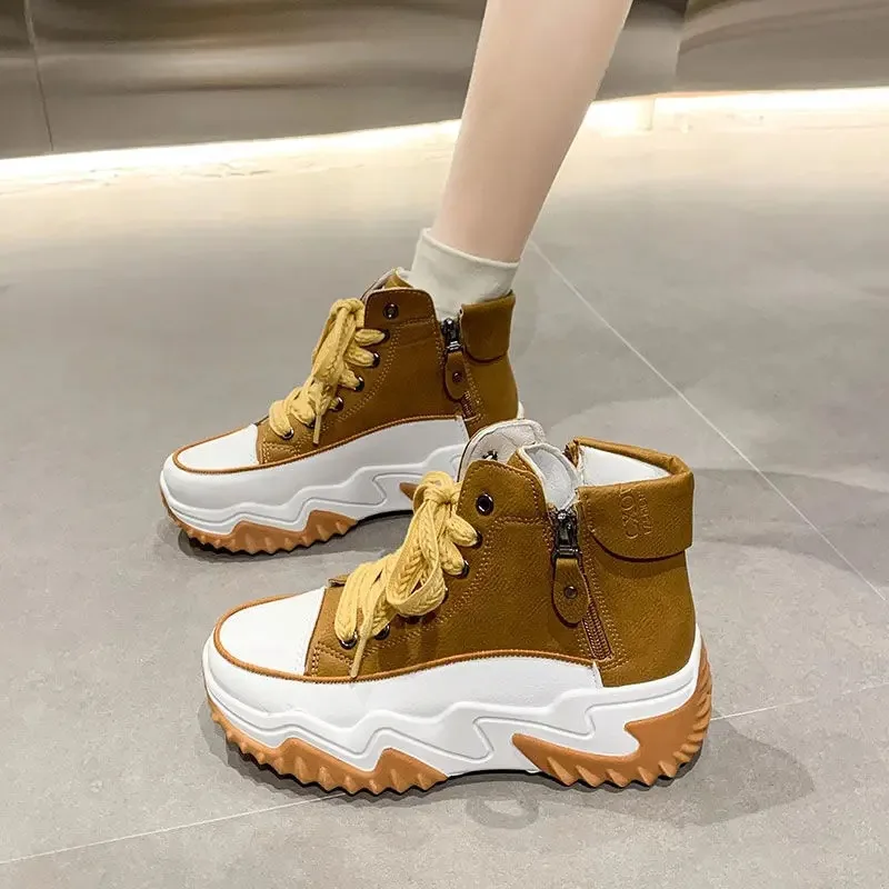 New Women's Shoes Exquisite High Top Lace Casual Shoes Comfort Chunky Sneakers for Woman Fashion Designer Shoes Zapatillas Mujer
New Women's Shoes Exquisite High Top Lace Casual Shoes Comfort Chunky Sneakers for Woman Fashion Designer Shoes Zapatillas Mujer