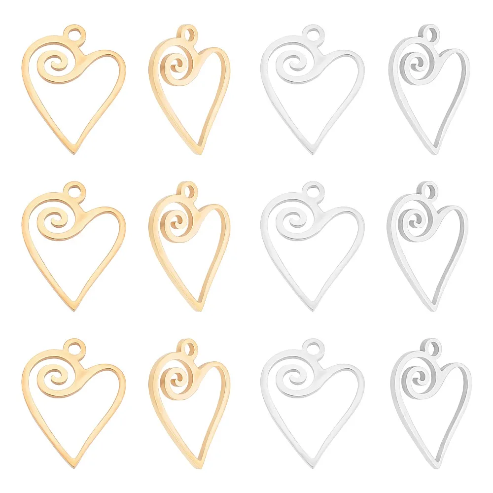 201 Stainless Steel Pendants Laser Cut Pendants Heart Golden Stainless Steel Color 17x13.5x1mm Hole: 1.5mm 2 colors 6pcs/color
201 Stainless Steel Pendants Laser Cut Pendants Heart Golden Stainless Steel Color 17x13.5x1mm Hole: 1.5mm 2 colors 6pcs/color