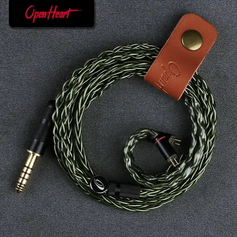 Cable de auriculares OPENHEART verde de 8 núcleos 2,5/3,5/4,4mm MMCX/0,78 2 pines/QDC cobre Chapado en plata reemplazar Cable equilibrado mejorado