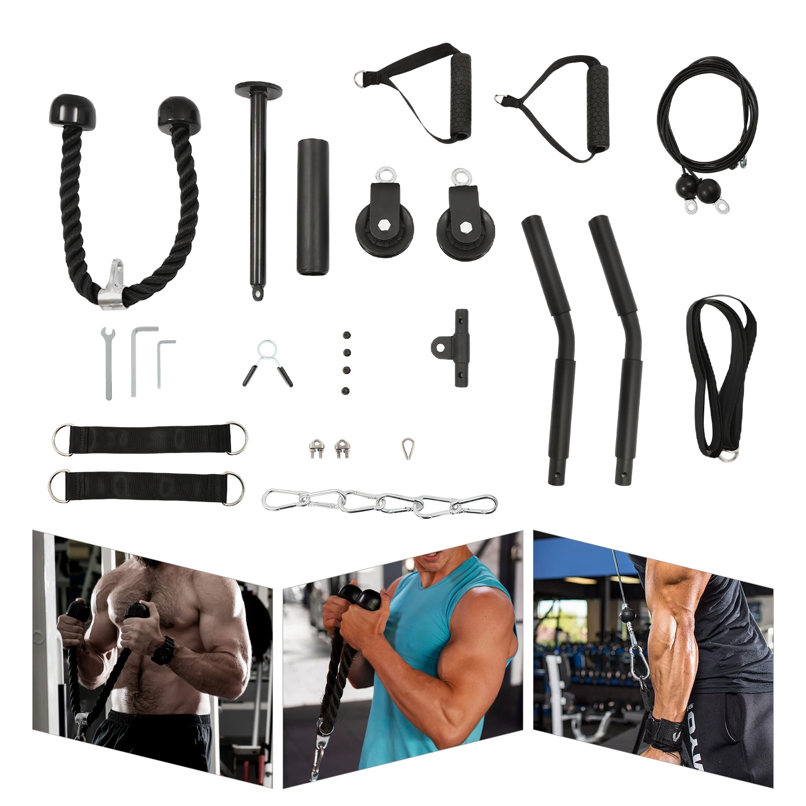 Pulley System Gym Double-Headed Tension Rope Kabel Latzug Fitness for Biceps Back Shoulder Triceps Fitness
Pulley System Gym Double-Headed Tension Rope Kabel Latzug Fitness for Biceps Back Shoulder Triceps Fitness