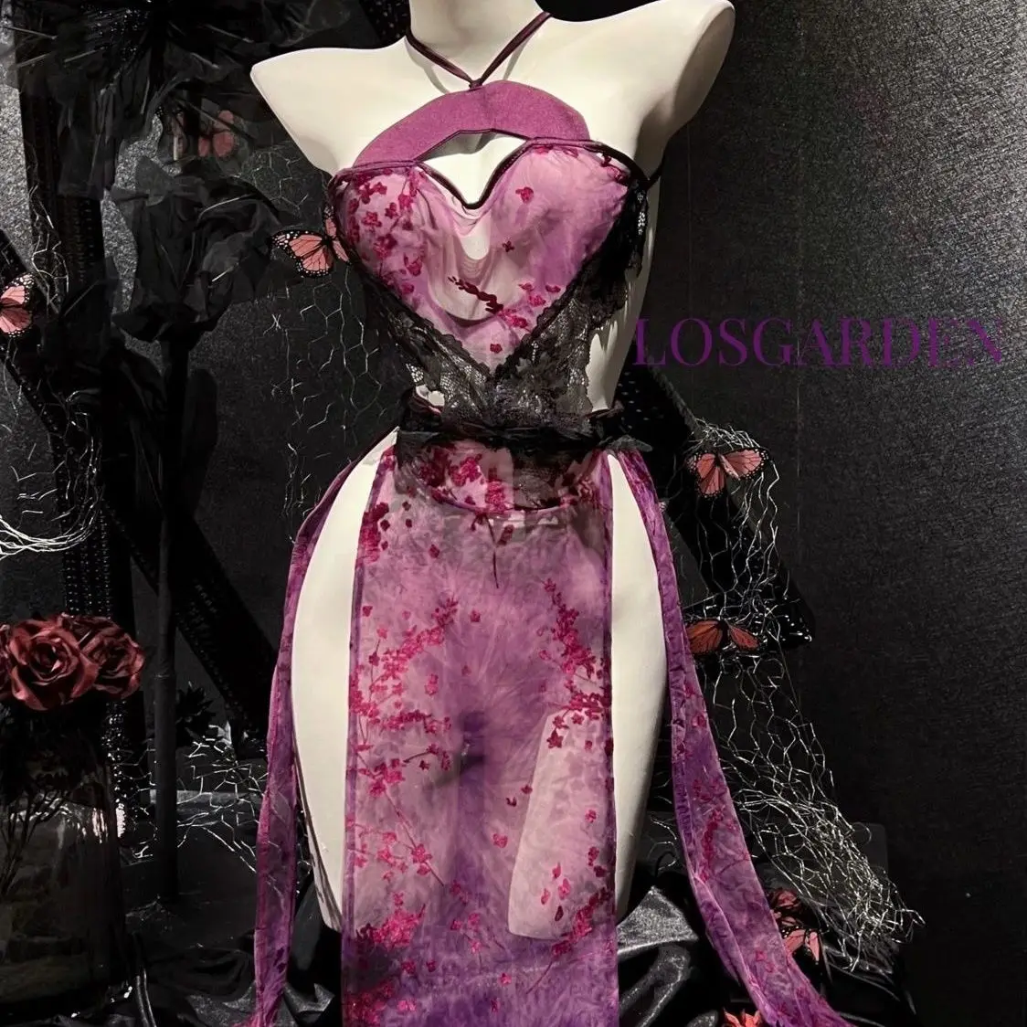 Chinese Fox Spirit Lingerie, Courtesan Qipao Pajama Set, Purple Sexy Tie-up Lace Cheongsam Bedroom Wear Sexy Costume
Chinese Fox Spirit Lingerie, Courtesan Qipao Pajama Set, Purple Sexy Tie-up Lace Cheongsam Bedroom Wear Sexy Costume