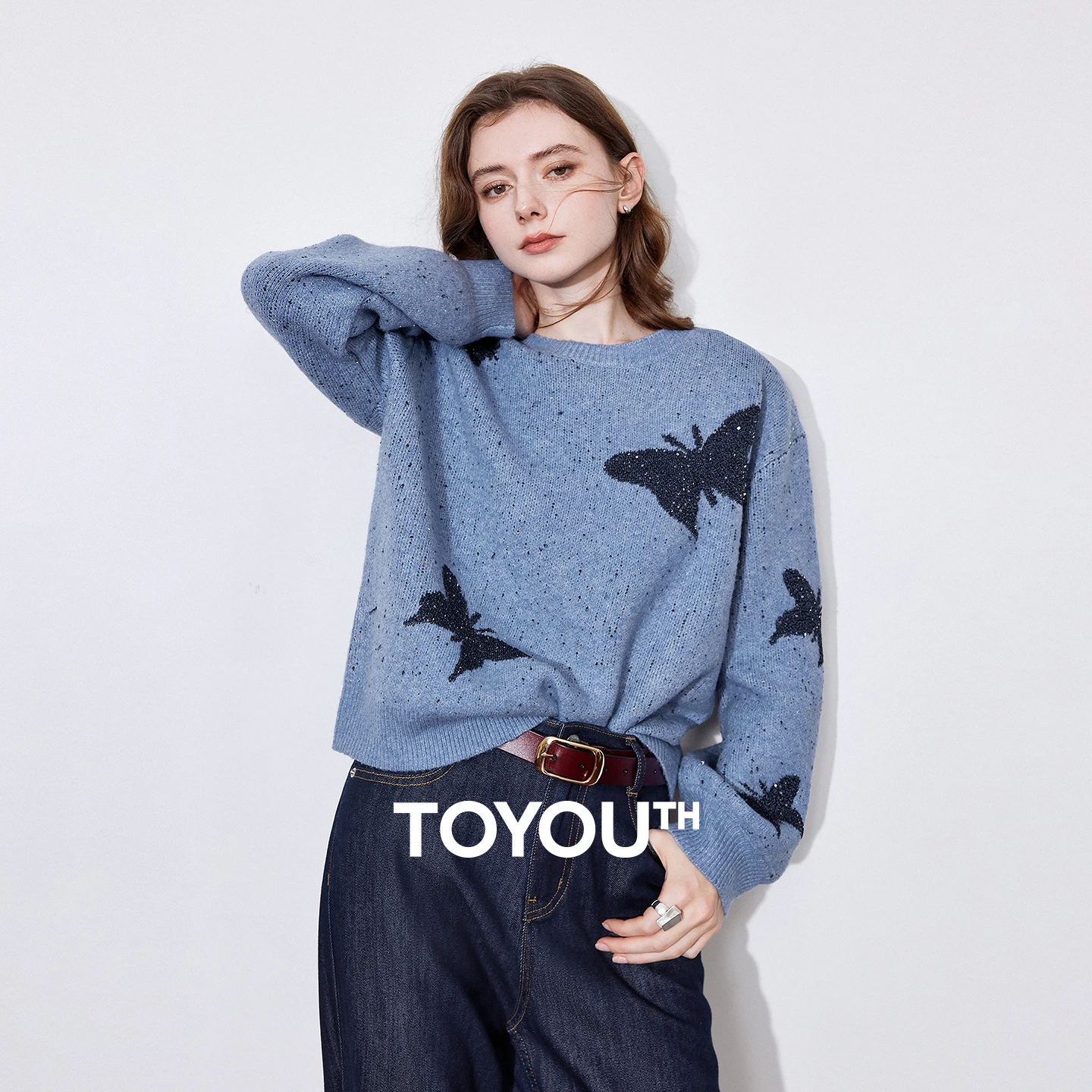 TOYOUTH Women Sweaters 2025 Autumn NewAsymmetric Jacquard Butterfly Pattern Loose Crew Neck Pullover Sequin Knit Top
TOYOUTH Women Sweaters 2025 Autumn NewAsymmetric Jacquard Butterfly Pattern Loose Crew Neck Pullover Sequin Knit Top