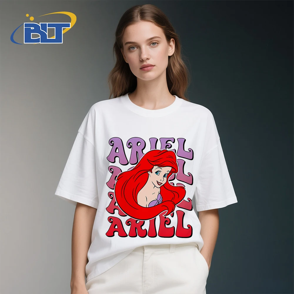 Disney Little Mermaid Princess Ariel Print Women's T-Shirt Pure Cotton Short Sleeve Summer Tops Casual Clothing
Disney Little Mermaid Princess Ariel Print Women's T-Shirt Pure Cotton Short Sleeve Summer Tops Casual Clothing