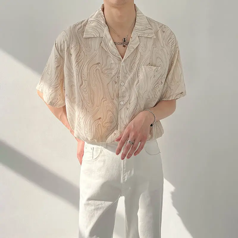 Summer New Korean Style Loose Cuban Collar Striped Shirts for Men Short Sleeve High-end INS Cool Non-ironing Floral Shirt Men
Summer New Korean Style Loose Cuban Collar Striped Shirts for Men Short Sleeve High-end INS Cool Non-ironing Floral Shirt Men