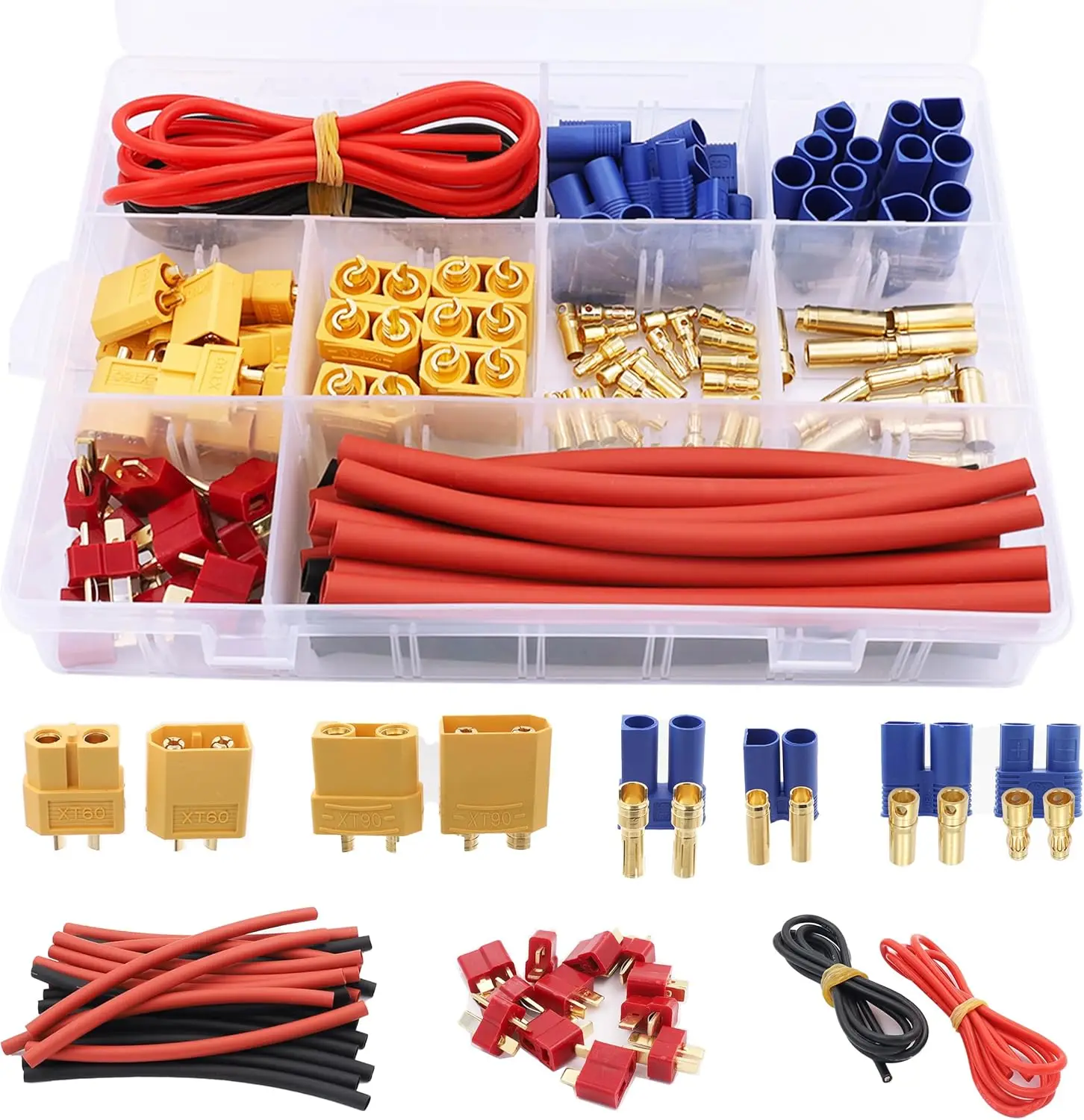 70 Pcs XT60 / XT90 /EC3 / EC5/T-Plug Deans Male&Female Connector Adapters 14AWG Silicone Wire+Shrink Tubings for RC Battery Char
70 Pcs XT60 / XT90 /EC3 / EC5/T-Plug Deans Male&Female Connector Adapters 14AWG Silicone Wire+Shrink Tubings for RC Battery Char