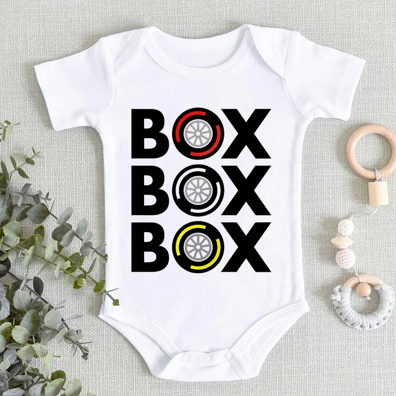"Box Box Box" F1 Tyre Printed Design Newborn Bodysuit Short Sleeve Jumpsuit Boy Girl Baby Clothes Soft Casual Infant Romper
"Box Box Box" F1 Tyre Printed Design Newborn Bodysuit Short Sleeve Jumpsuit Boy Girl Baby Clothes Soft Casual Infant Romper
