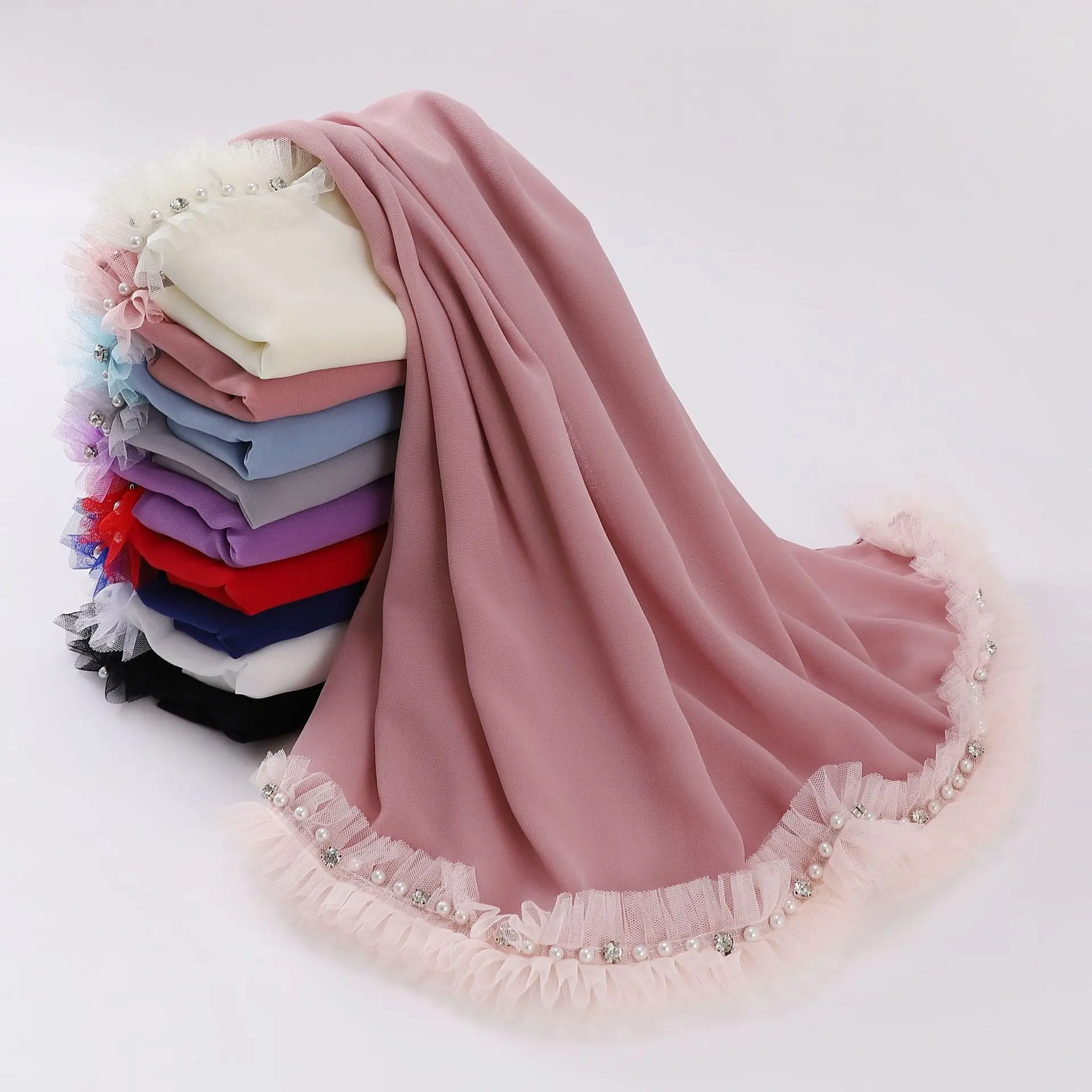 New Muslim Turkey Pearl Chiffon Long Scarf Ruffles Lace Beads Islam Scarf Africa Headband Women Hijab Shawl Wrap Turban Veil
New Muslim Turkey Pearl Chiffon Long Scarf Ruffles Lace Beads Islam Scarf Africa Headband Women Hijab Shawl Wrap Turban Veil